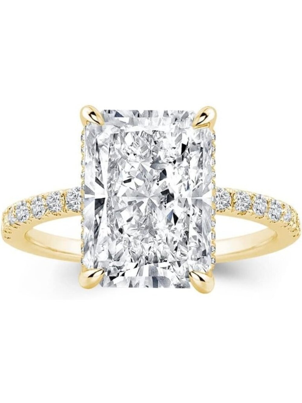 Stunning 3.5/4.0/7.0 Carat Elongated Radiant Cut Gold Plated Engagement Ring